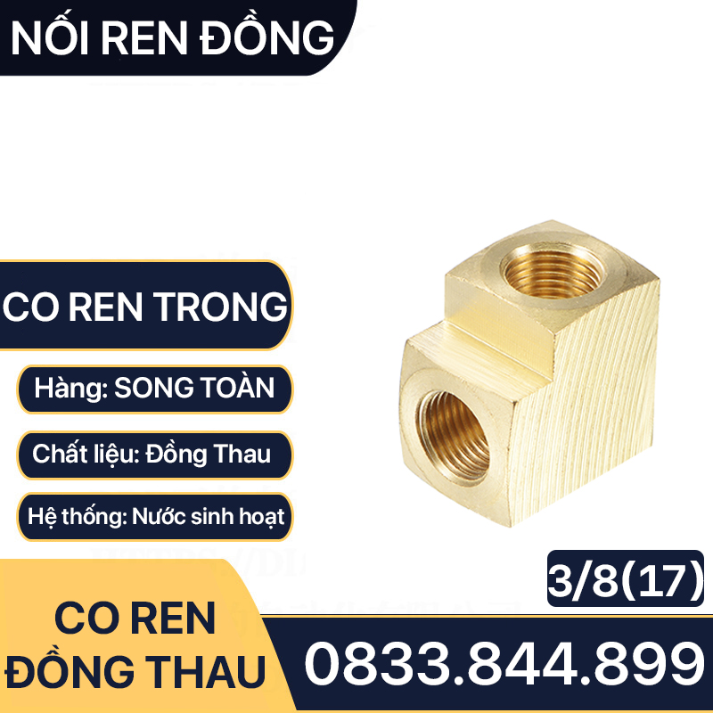 Co / Cút Hai Đầu Ren Trong Đồng Thau - Giải Pháp Kết Nối 90 Độ Hoàn Hảo