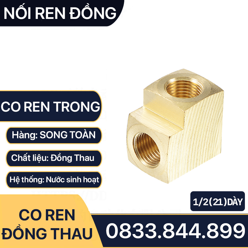 Co / Cút Hai Đầu Ren Trong Đồng Thau - Giải Pháp Kết Nối 90 Độ Hoàn Hảo