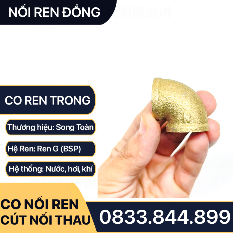 Co / Cút Hai Đầu Ren Trong Đồng Thau - Giải Pháp Kết Nối 90 Độ Hoàn Hảo