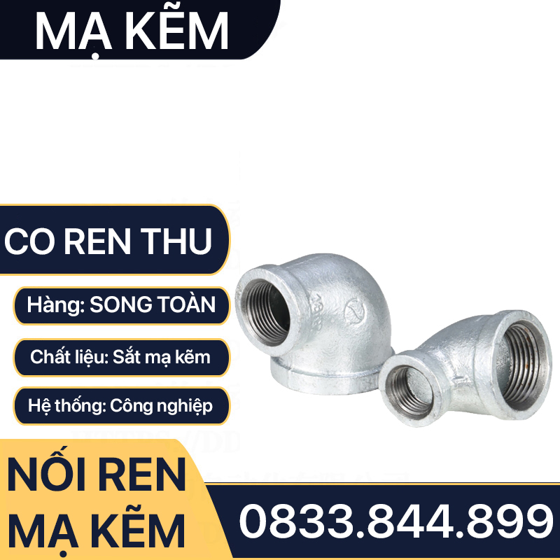 Co Thu Ren Mạ Kẽm, Co Thu Nối Ren Trong Sắt Mạ Kẽm