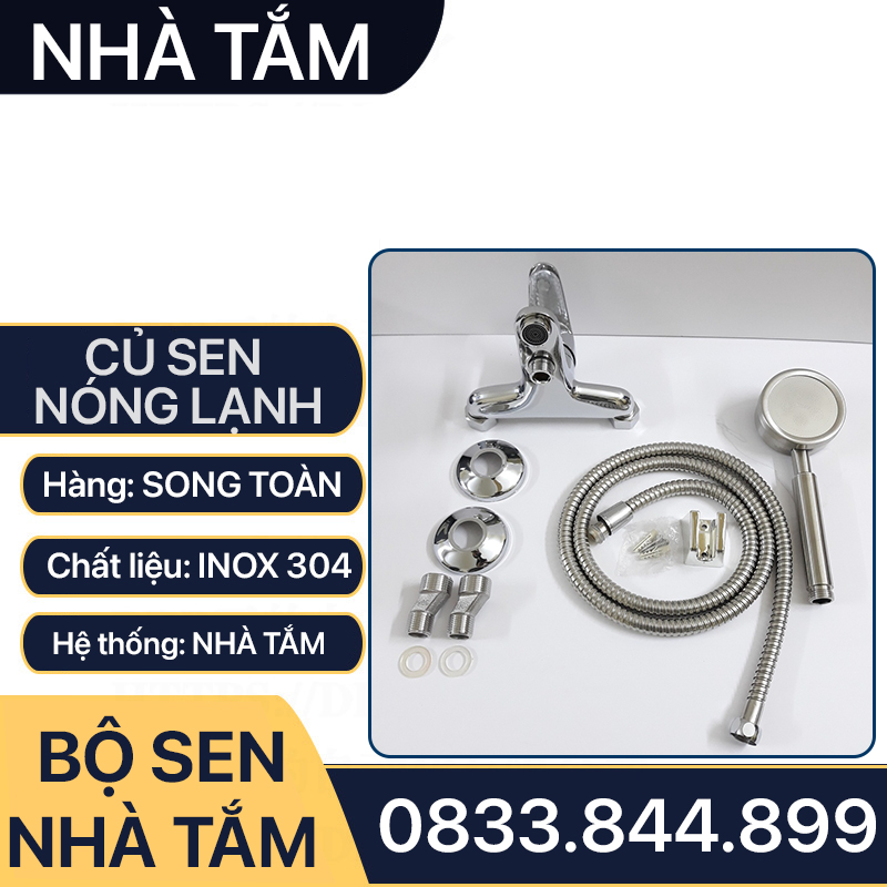 Củ Sen Tắm Nóng Lạnh Đồng Mạ Crome, Bộ Củ Sen Tắm Đồng Mạ Bóng Nóng Lạnh Cao Cấp Lắp Đặt Nhà Tắm