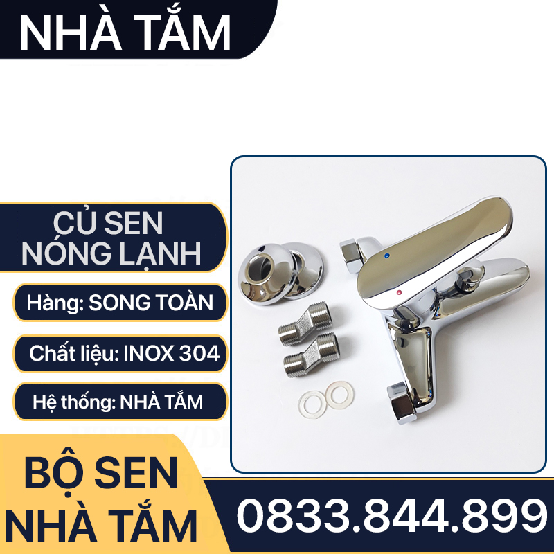 Củ Sen Tắm Nóng Lạnh Đồng Mạ Crome, Bộ Củ Sen Tắm Đồng Mạ Bóng Nóng Lạnh Cao Cấp Lắp Đặt Nhà Tắm