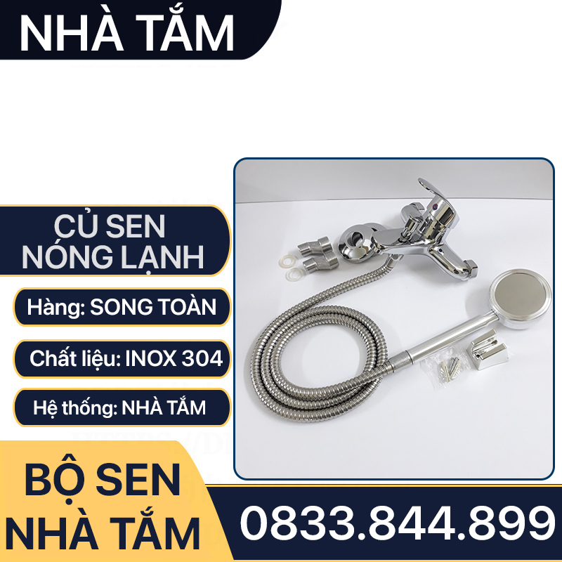 Củ Sen Tắm Nóng Lạnh Đồng Mạ Crome, Bộ Củ Sen Tắm Đồng Mạ Bóng Nóng Lạnh Cao Cấp Lắp Đặt Nhà Tắm