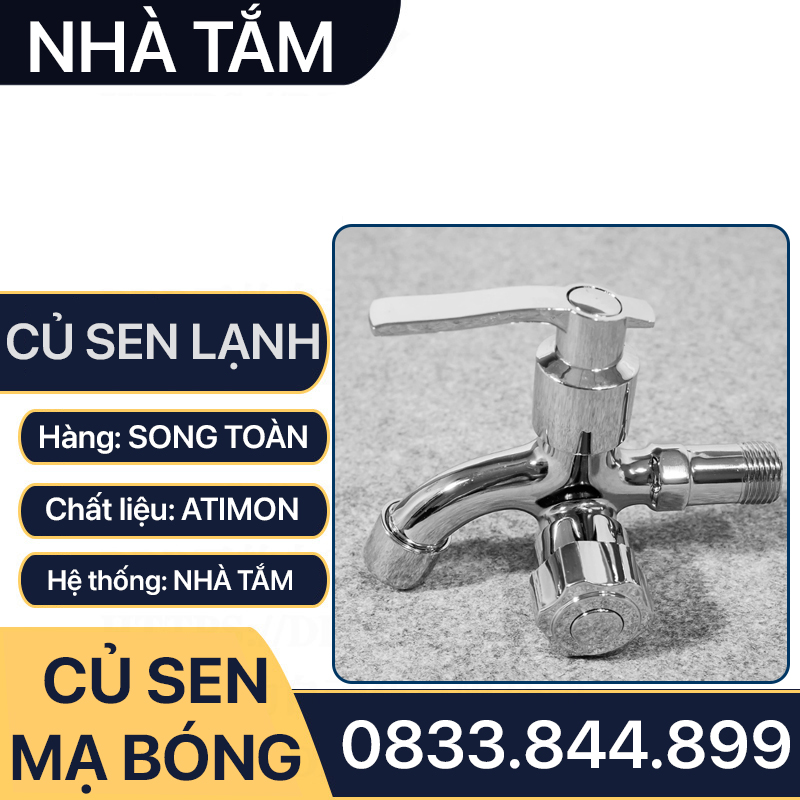 Củ Sen Lạnh Mạ Crome, Củ Vòi Sen Tắm Hợp Kim CSL 08 - Phi 21