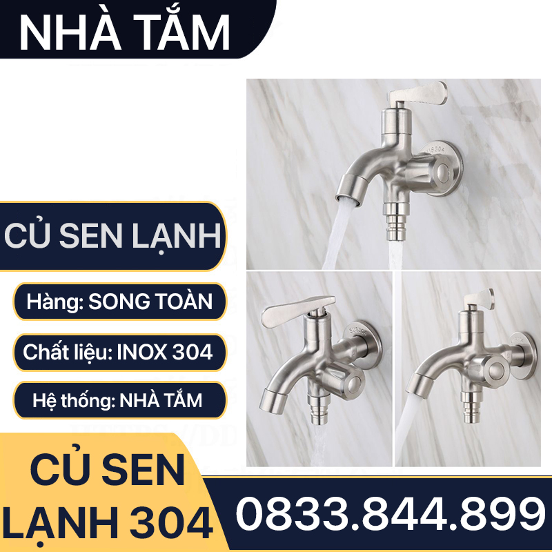 Củ Sen Lạnh Inox 304, Củ Sen Tắm Inox SUS304 - Thân Đúc Dày