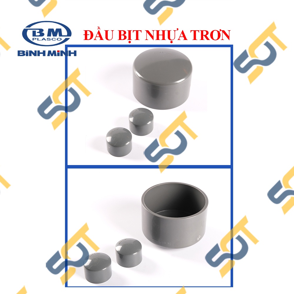 Đầu Bịt Nhựa PVC Trơn 21 27 34  - Thương Hiệu Nhựa Bình Minh