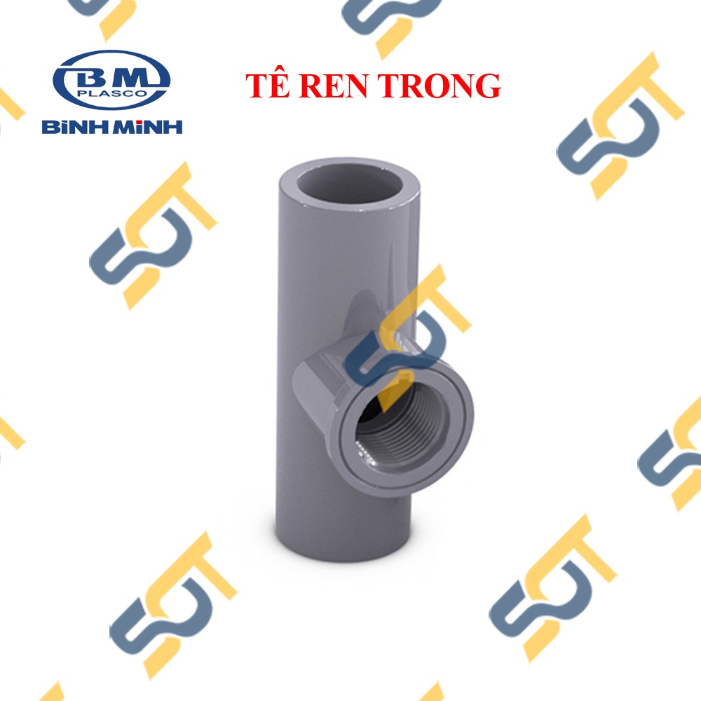 Tê Nhựa PVC Trơn Dán Có Ren Trong 21 27 - Thương Hiệu Bình Minh