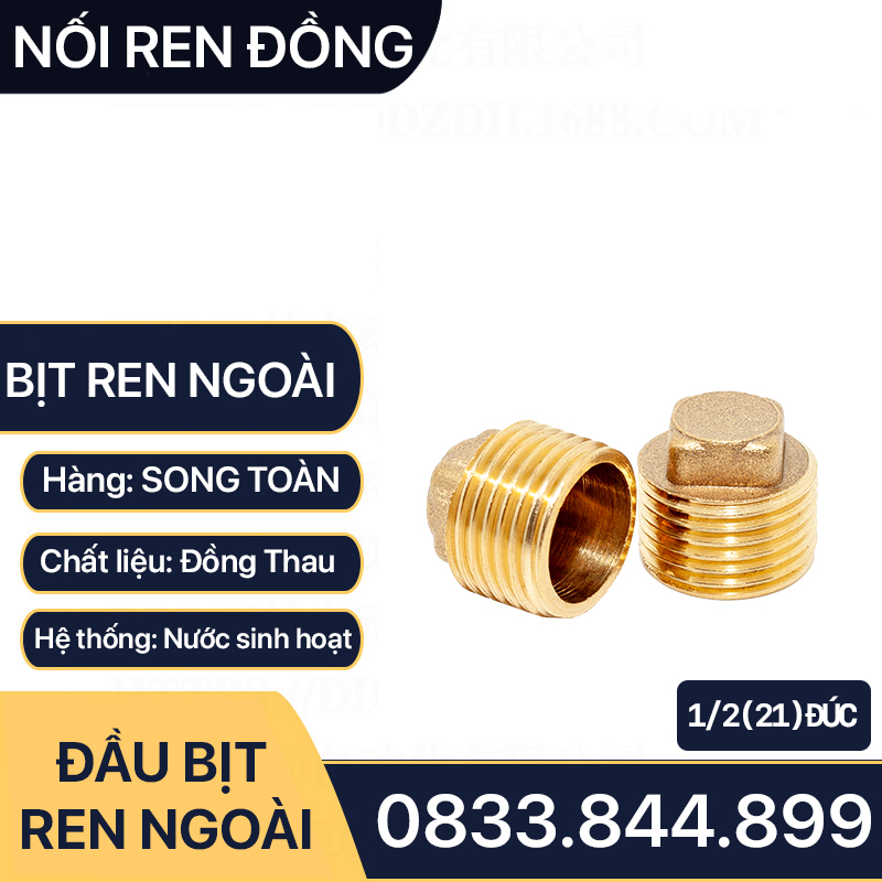 Đầu Bịt Ren Ngoài, Nút Bít Ren Ngoài 21 27 Đồng Đúc Khuôn Siêu Bền Ngăn Dòng Chảy