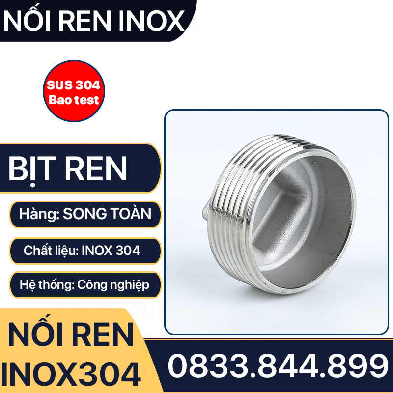 Đầu Bịt Ren Ngoài Inox 304, Bịt Ren Ngoài Inox 304