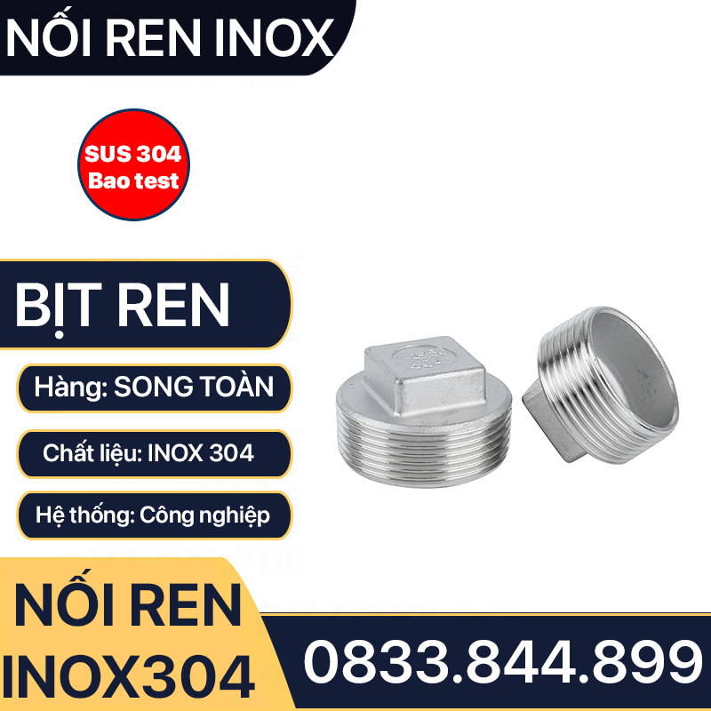 Đầu Bịt Ren Ngoài Inox 304, Bịt Ren Ngoài Inox 304