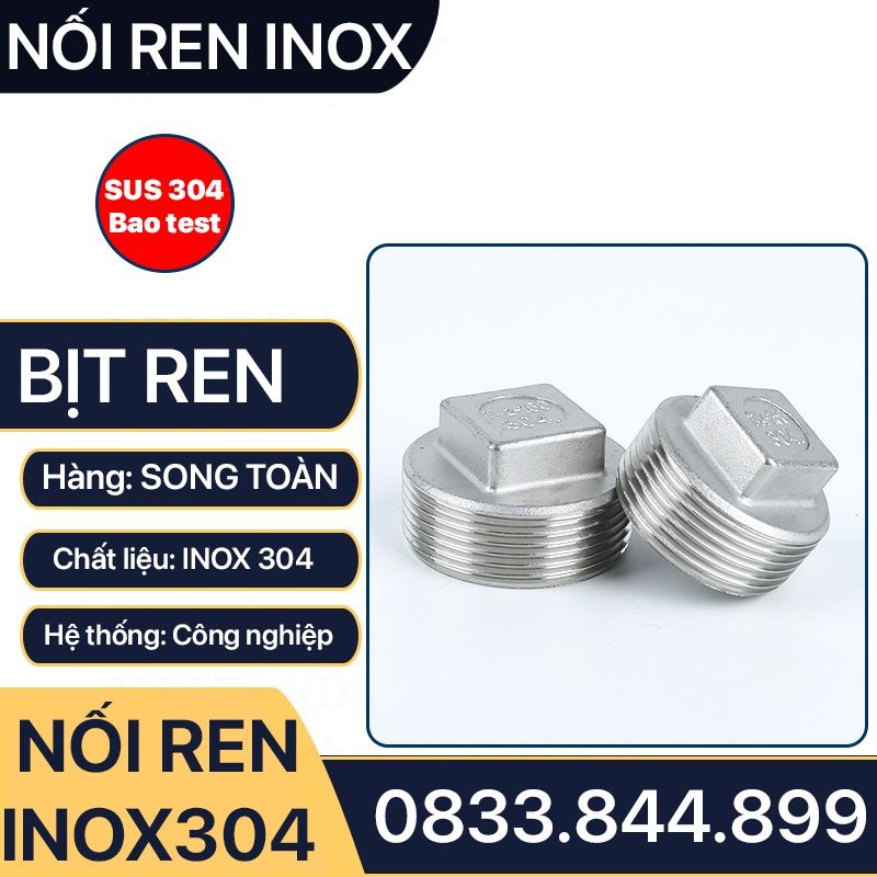 Đầu Bịt Ren Ngoài Inox 304, Bịt Ren Ngoài Inox 304