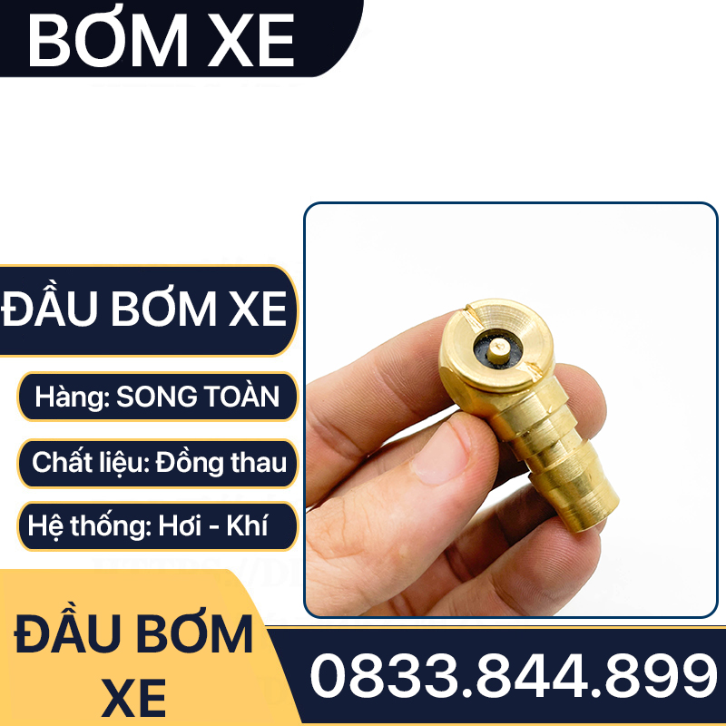 Đầu Hơi Bơm Xe Đồng Vàng, Đầu Bơm Xe Nối Nhanh Đồng Thau