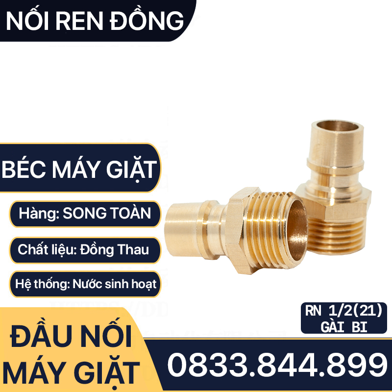 Đầu Nối Máy Giặt, Béc Máy Giặt Đồng Thau Ren 21