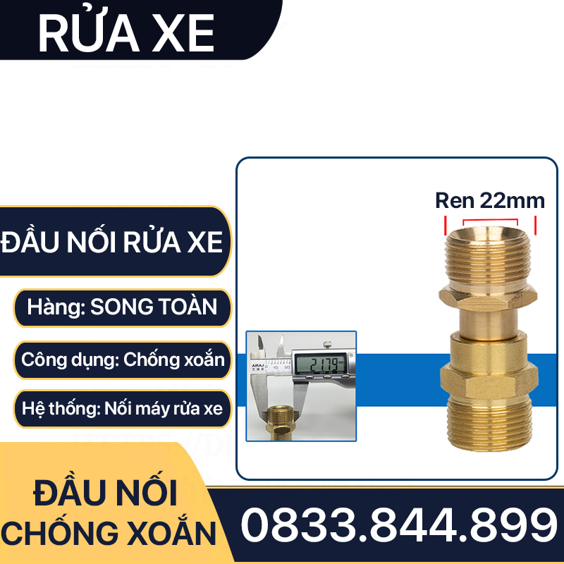 Khớp Nối Nhanh Chống Xoắn, Đầu Nối Chống Xoắn Dây Rửa Xe 13 14 22mm