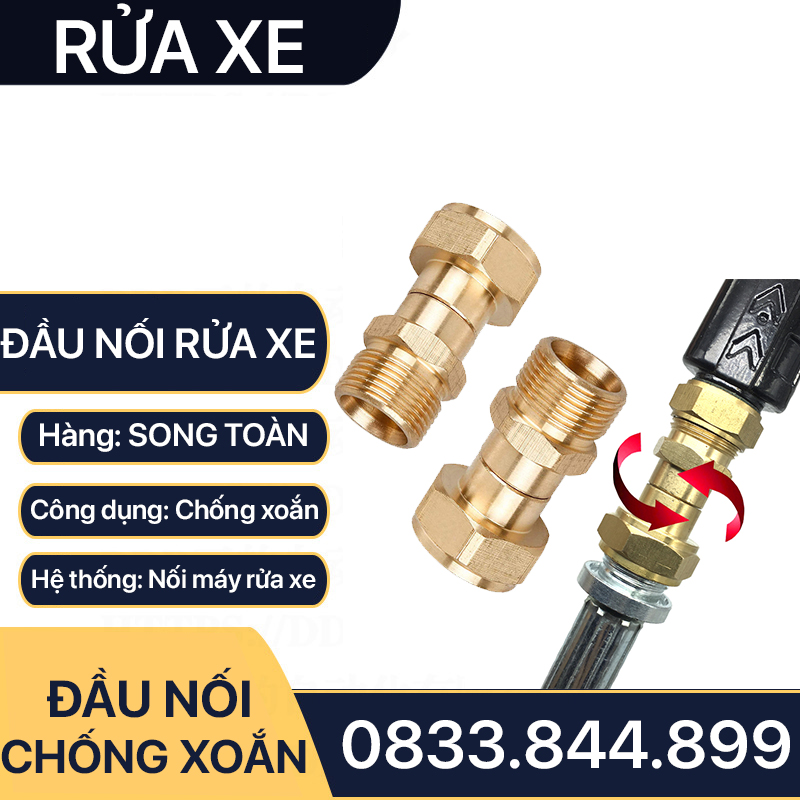 Khớp Nối Nhanh Chống Xoắn, Đầu Nối Chống Xoắn Dây Rửa Xe 13 14 22mm