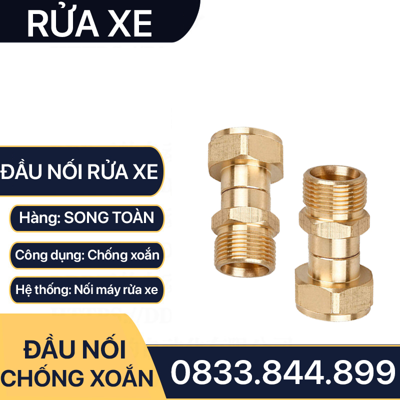 Khớp Nối Nhanh Chống Xoắn, Đầu Nối Chống Xoắn Dây Rửa Xe 13 14 22mm