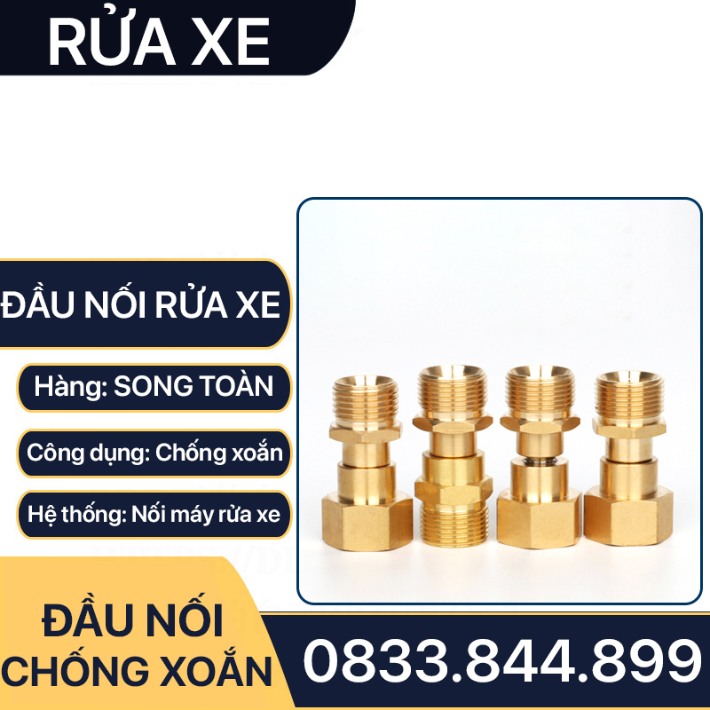 Khớp Nối Nhanh Chống Xoắn, Đầu Nối Chống Xoắn Dây Rửa Xe 13 14 22mm