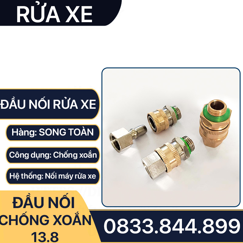 Khớp Nối Nhanh Chống Xoắn, Đầu Nối Chống Xoắn Dây Rửa Xe 13.8mm