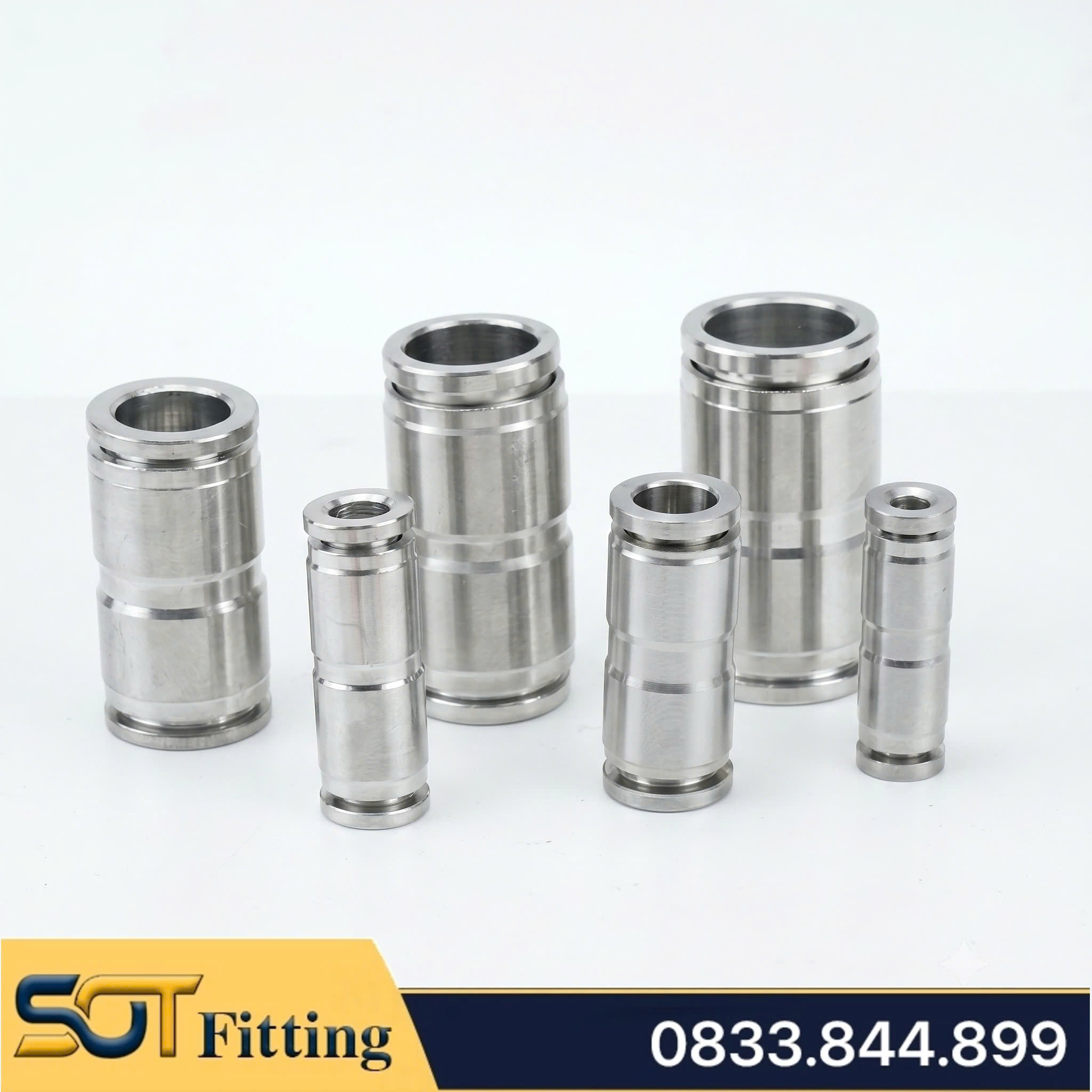 Đầu Nối Chữ I, Thẳng Cắm Ống Nhanh Khí Nén Đồng Mạ Niken (APU / HCR-I)