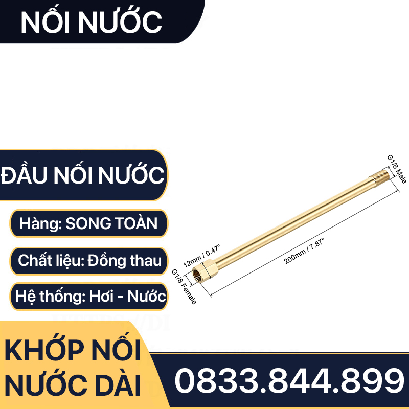 Lơ Nối Nước Đồng, Nối Ren Trong Ren Ngoài Đồng Thau 1/8 (9.6), 1/4 (13)