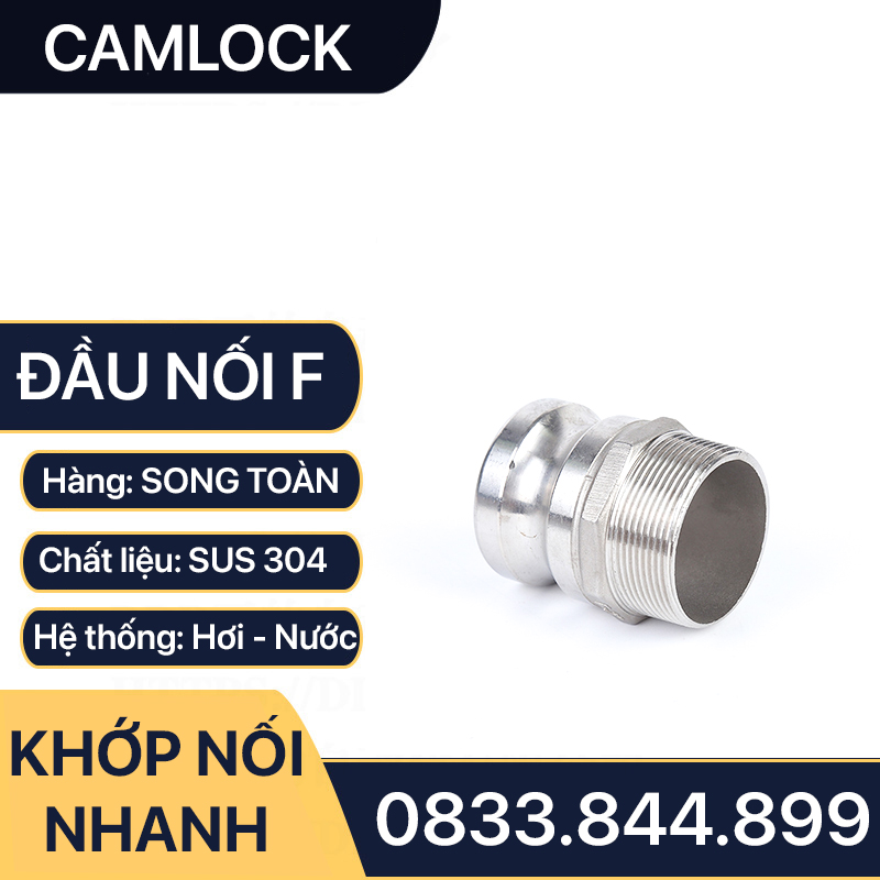 Khớp Nối Nhanh Camlock Đầu F, Đầu Nối Nhanh Camlock Áp Lực Cao Inox 304 Type F