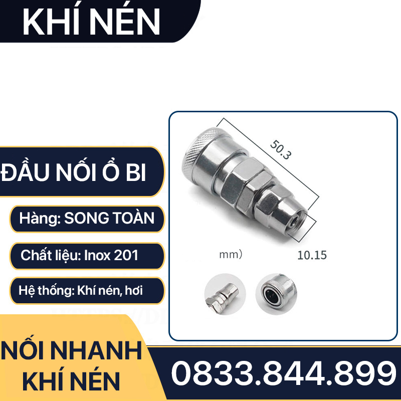 Khớp Nối Nhanh SP PP Khí Nén Siết Ống, Bộ Nối Nhanh Ổ Bi Cắm Siết Ống 8 10 12