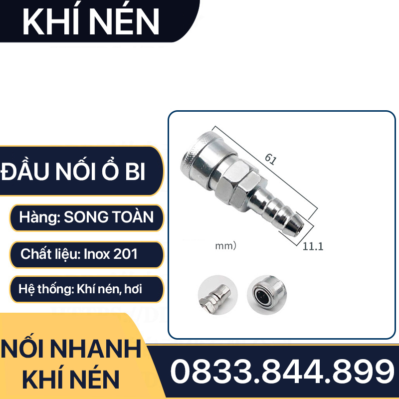 Khớp Nối Nhanh SH PH Khí Nén Đuôi Chuột, Bộ Nối Nhanh Ổ Bi Cắm Lòng Trong Đuôi Chuột 8 10 12