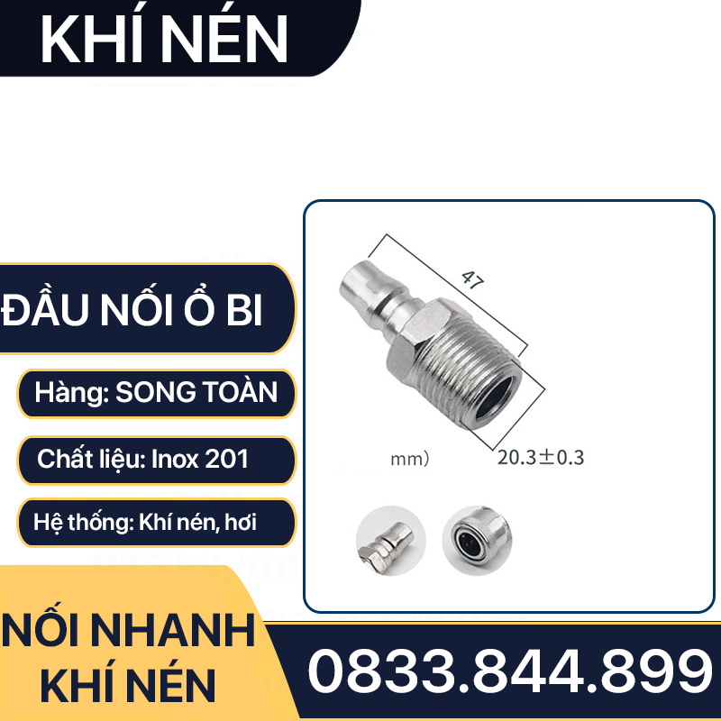 Khớp Nối Nhanh SM PM Khí Nén Ren Ngoài, Bộ Nối Nhanh Ổ Bi Ren Ngoài 13 17 21