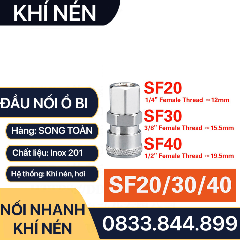 Khớp Nối Nhanh SF PF Khí Nén Ren Trong, Bộ Nối Nhanh Ổ Bi Ren Trong 13 17 21