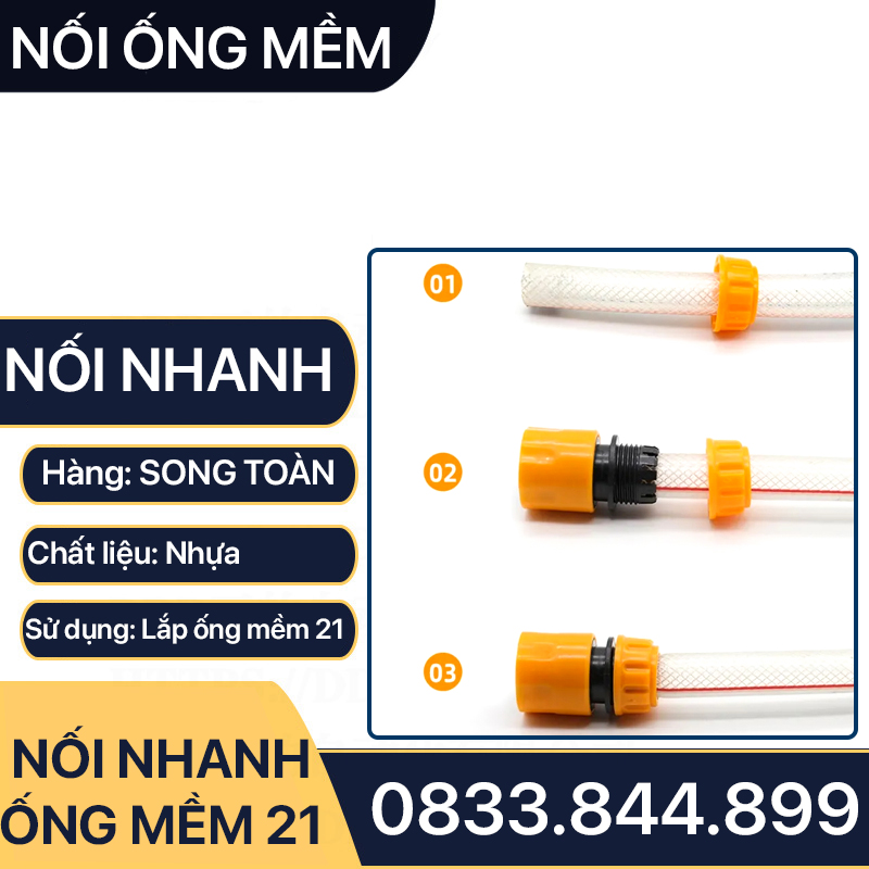 Đầu Nối Nhanh Ống Mềm, Bộ Nối Nhanh Ren 21 27 Nối Ống 16-20mm