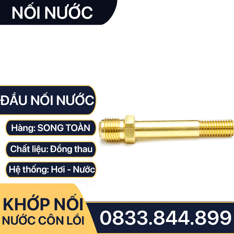 Đầu Nối Nước Đồng, Đầu Nối Nước Côn Lồi Số 6 (ren 1/4) Đồng Thau Ren Ngoài 1/8 1/4