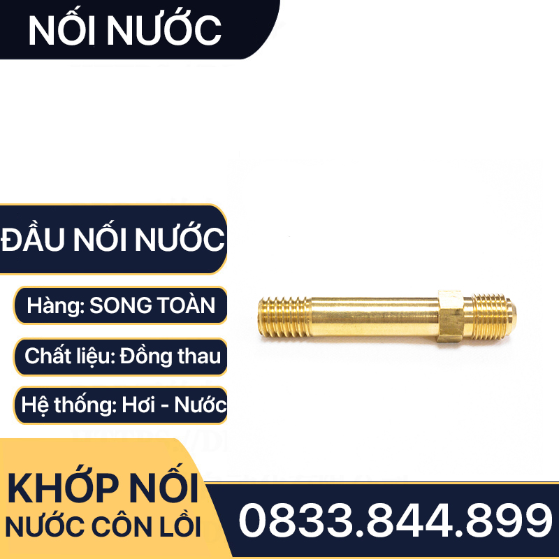 Đầu Nối Nước Đồng, Đầu Nối Nước Côn Lồi Số 6 (ren 1/4) Đồng Thau Ren Ngoài 1/8 1/4