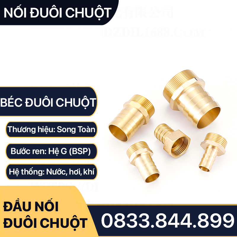 Béc Đuôi Chuột, Đầu Nối Ren Ngoài Đuôi Chuột Đồng Thau