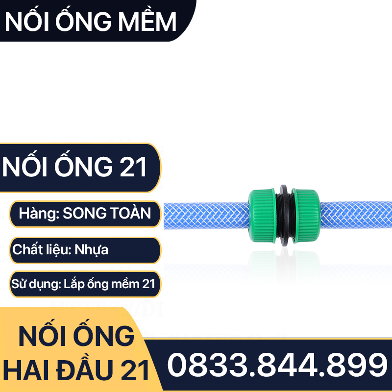 Đầu Nối Nhanh Lắp Ống Mềm, Đầu Kết Nối Ống Hai Đầu Siết Ống 16 - 20mm