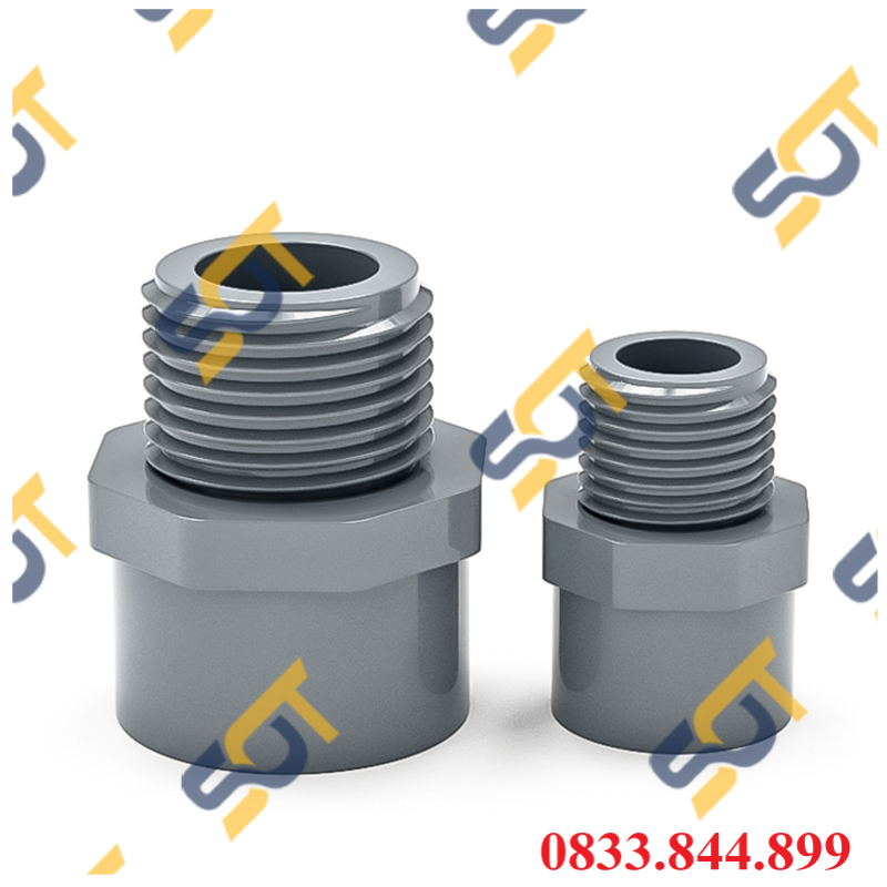 Nối Nhựa PVC Trơn Dán + Ren Ngoài 21 27 34 - Thương Hiệu Bình Minh
