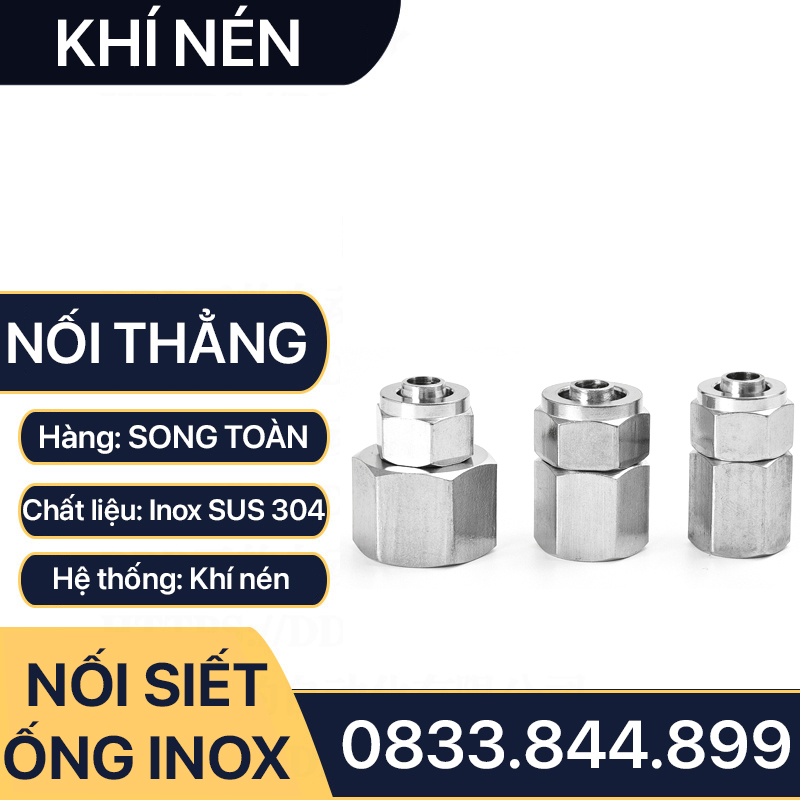 Đầu Nối Ren Trong Ống Mềm Inox, Nối Thẳng Ren Trong Siết Ống Mềm - Inox SUS 304