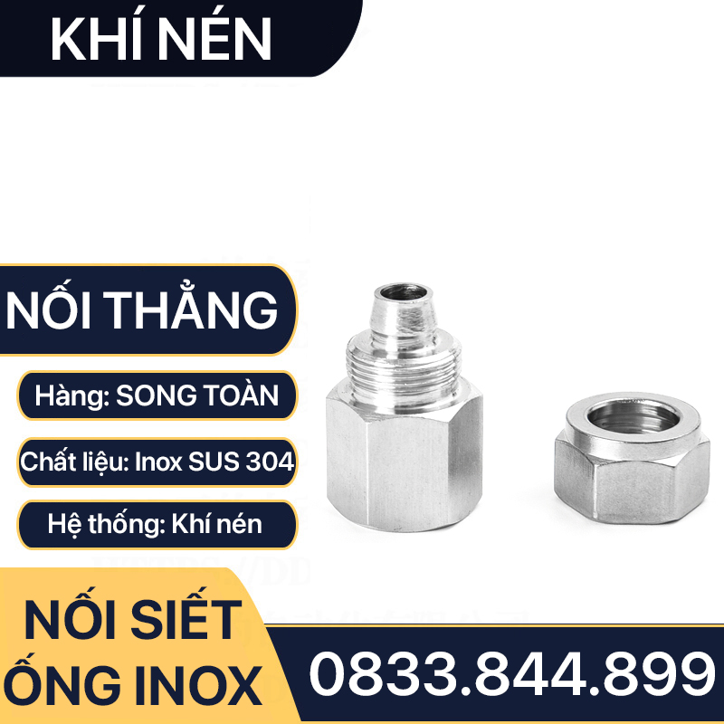 Đầu Nối Ren Trong Ống Mềm Inox, Nối Thẳng Ren Trong Siết Ống Mềm - Inox SUS 304