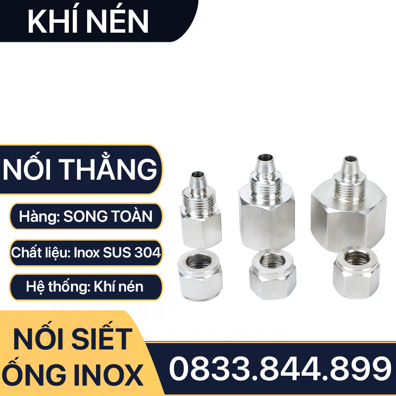 Đầu Nối Ren Trong Ống Mềm Inox, Nối Thẳng Ren Trong Siết Ống Mềm - Inox SUS 304