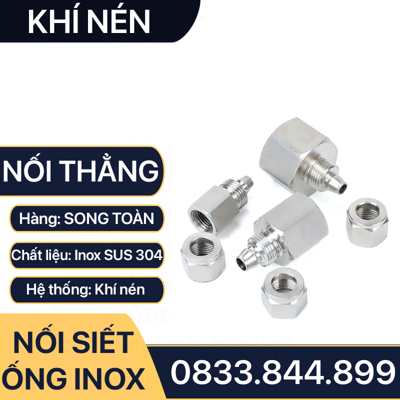 Đầu Nối Ren Trong Ống Mềm Inox, Nối Thẳng Ren Trong Siết Ống Mềm - Inox SUS 304