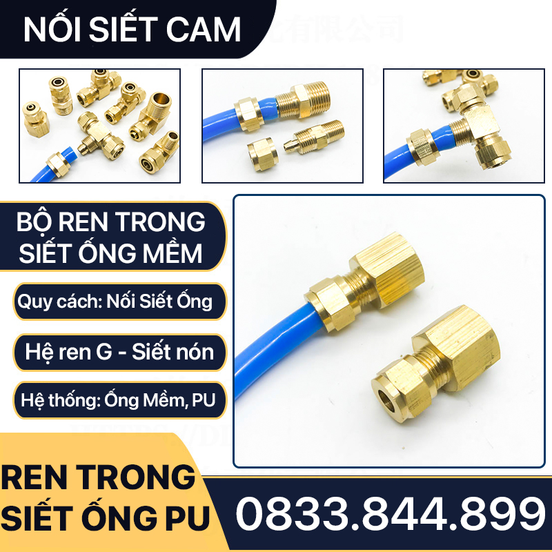 Đầu Nối Thẳng Ren Trong Nối Ống Mềm, Nối Thẳng Ren Trong Siết Ống Mềm - Đồng Thau