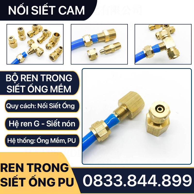 Đầu Nối Thẳng Ren Trong Nối Ống Mềm, Nối Thẳng Ren Trong Siết Ống Mềm - Đồng Thau