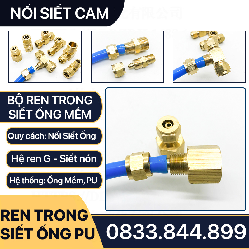 Đầu Nối Thẳng Ren Trong Nối Ống Mềm, Nối Thẳng Ren Trong Siết Ống Mềm - Đồng Thau