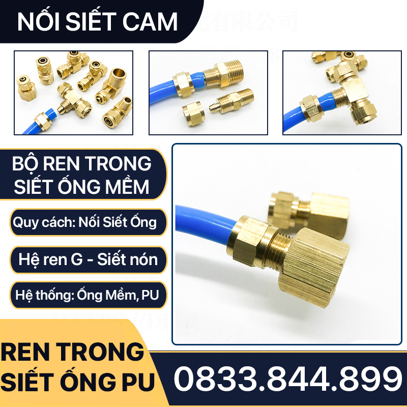Đầu Nối Thẳng Ren Trong Nối Ống Mềm, Nối Thẳng Ren Trong Siết Ống Mềm - Đồng Thau