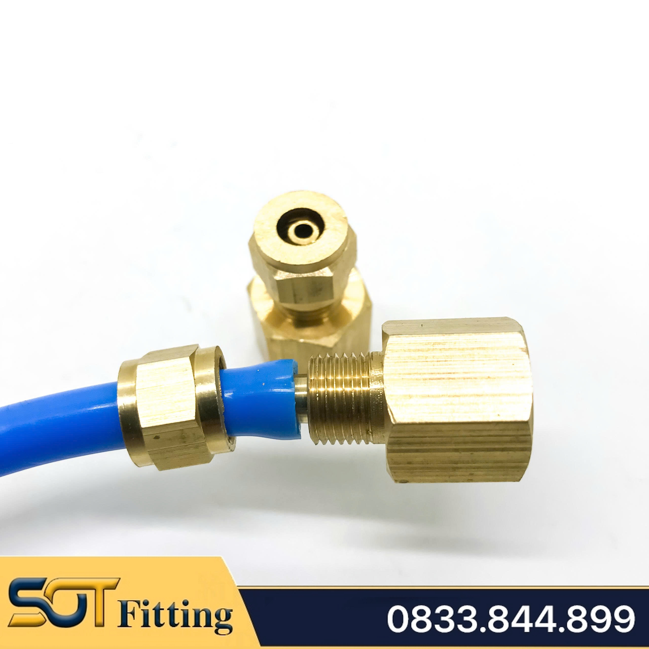 Đầu Nối Thẳng Ren Trong Cắm Ống Mềm PU 6 8 10 12 - Đồng Thau