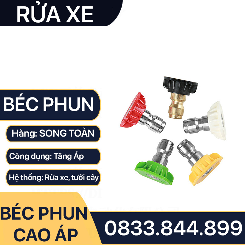 Béc Phun Rửa Xe, Đầu Phun Rửa Xe Cao Áp Inox Nối Nhanh