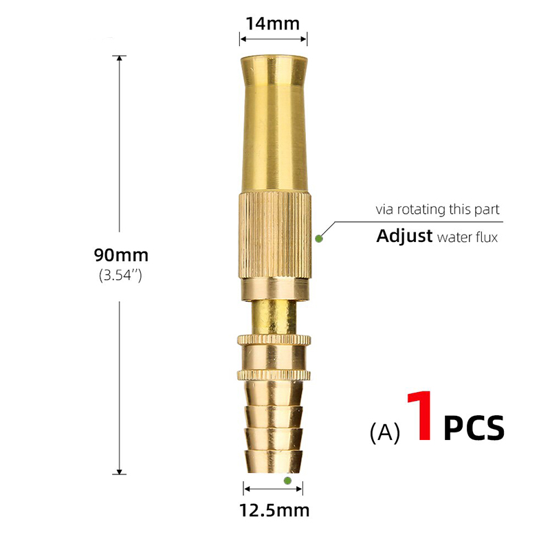Béc Rửa Xe Tăng Áp Đồng Thau Ren Ngoài 21 Lắp Đặt Vệ Sinh Xe, Sàn Nhà, Tưới Cây - Điều Chỉnh Tia Nước