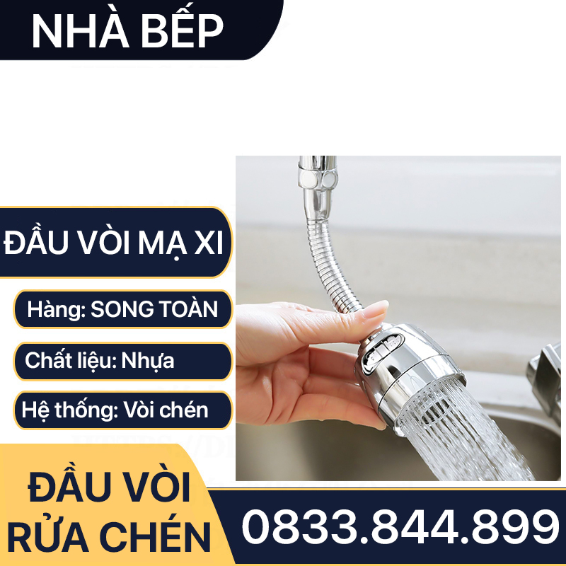 Đầu Vòi Rửa Chén Tăng Áp Xoay 360 Độ - 3 Chế Độ Chân Ren 21 Mạ Crome