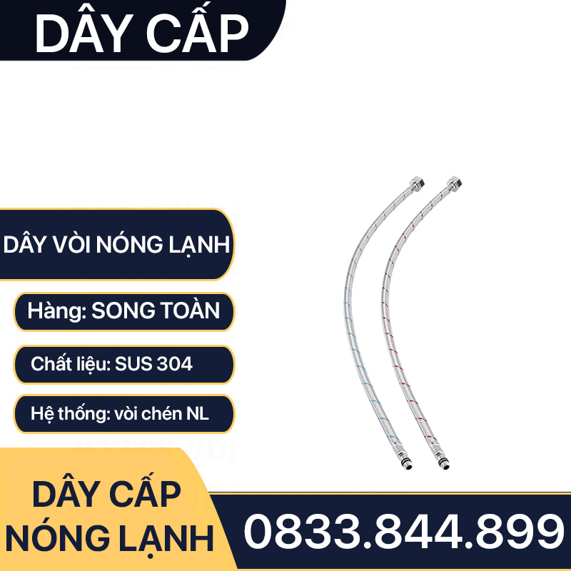 Dây Cấp Nóng Lạnh 304, Dây Cấp Nước Nóng Lạnh Lavabo, Bồn Rửa Chén