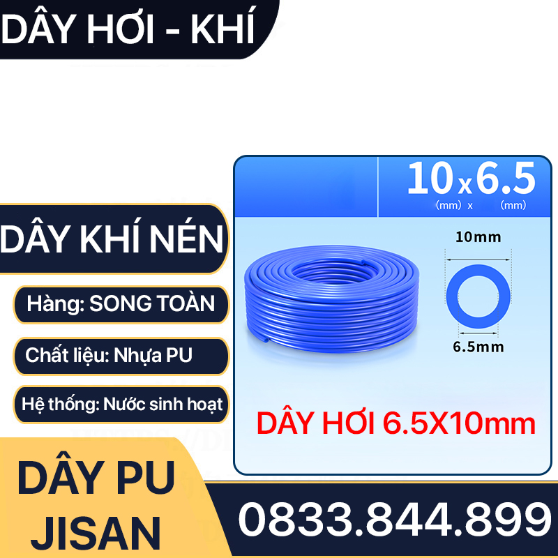 Dây Hơi PU JISAN, Dây Hơi Khí Nén PU JISAN Hàn Quốc Phi 4 6 8 10 12 16 - Cuộn 100 Mét Xanh