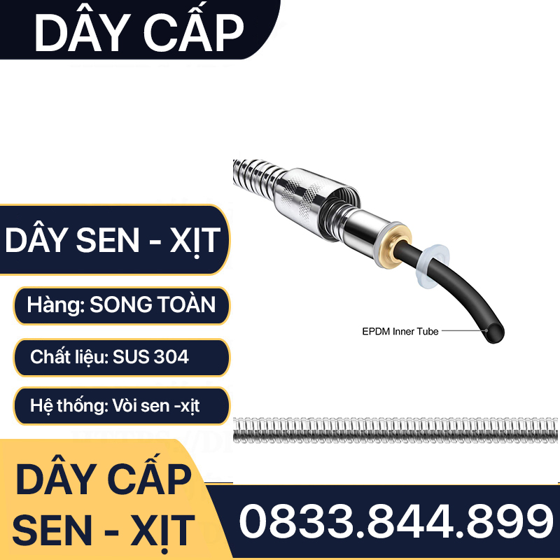 Dây Inox Cấp Nước Vòi Xịt, Vòi Sen Dài 120 150cm